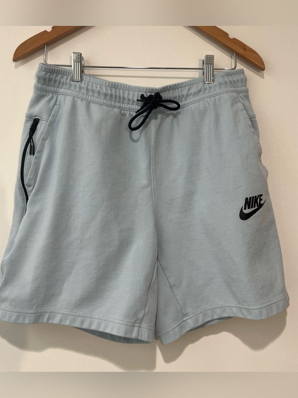 Nike Light Blue Men's Athletic Shorts with Black Logo